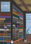 Heinz Sedlick - In der bibliothek - anni Novanta (acrilico su tavola) Heinz Sedlick - In der bibliothek - anni Novanta (acrilico su tavola)
