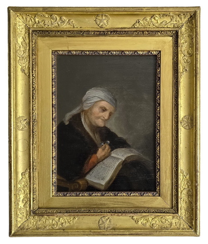 Old woman reading - seconda met� del XVII secolo (1660/90) - olio su tavola lignea di area fiamminga Old woman reading - seconda met� del XVII secolo (1660/90) - olio su tavola lignea di area fiamminga