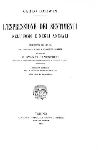 Charles Darwin - L'espressione dei sentimenti nell'uomo e negli animali - Utet 1890 (illustrato) Charles Darwin - L'espressione dei sentimenti nell'uomo e negli animali - Utet 1890 (illustrato)