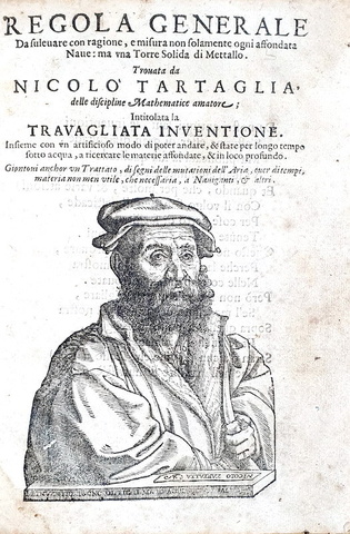 Salvataggio delle navi: Tartaglia - Regola generale da sulevare ogni affondata nave - Venezia 1551 Salvataggio delle navi: Tartaglia - Regola generale da sulevare ogni affondata nave - Venezia 1551