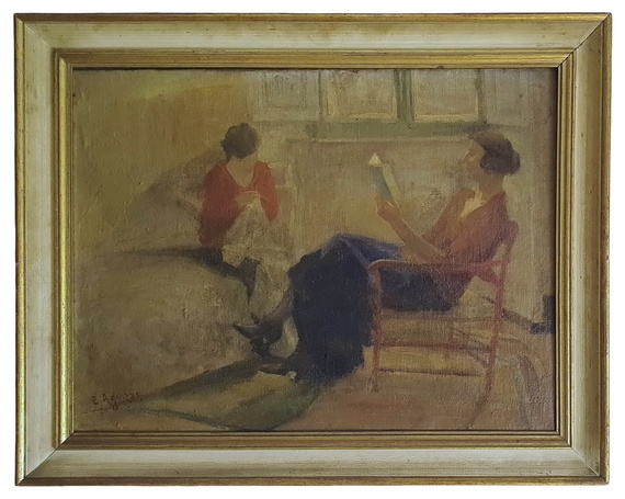 Ermenegildo Agazzi - La lettrice - fine del XIX secolo (1890 circa) - olio su tela Ermenegildo Agazzi - La lettrice - fine del XIX secolo (1890 circa) - olio su tela