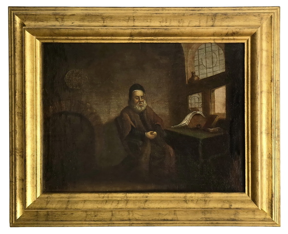 Anonimo - Filosofo in meditazione - met� del XVIII secolo (olio su tela di area fiamminga) Anonimo - Filosofo in meditazione - met� del XVIII secolo (olio su tela di area fiamminga)