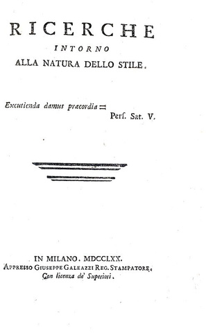 Cesare Beccaria - Ricerche intorno alla natura dello stile - Milano 1770 (rara prima edizione) Cesare Beccaria - Ricerche intorno alla natura dello stile - Milano 1770 (rara prima edizione)
