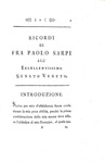 Paolo Sarpi - Ricordi intorno il modo di regolare il governo della Republica - 1767 (prima edizione) Paolo Sarpi - Ricordi intorno il modo di regolare il governo della Republica - 1767 (prima edizione)