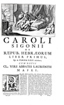 L'opera del grande storiografo modenese Carlo Sigonio: Opera omnia - Milano 1732-37 (sette volumi)