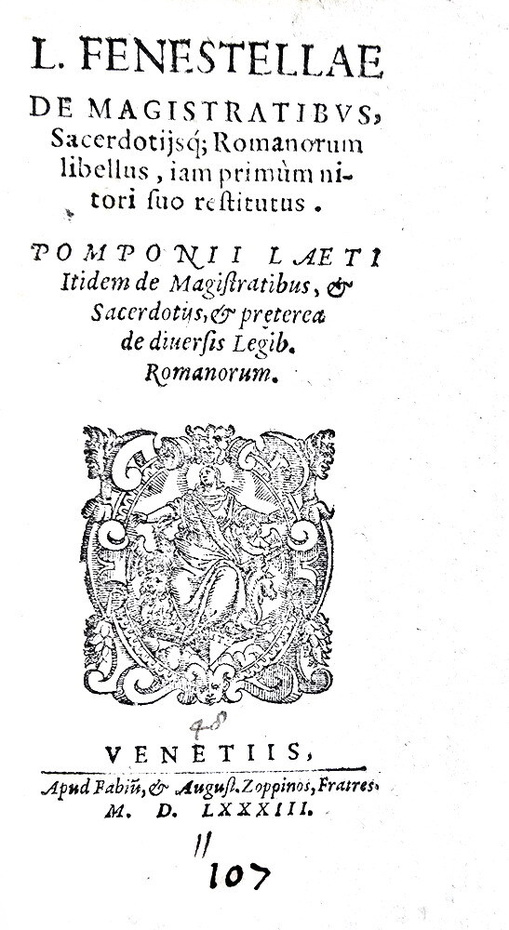 I magistrati nell'antica Roma: De magistratibus sacerdotiisque romanorum libellus - Venetiis 1583 I magistrati nell'antica Roma: De magistratibus sacerdotiisque romanorum libellus - Venetiis 1583