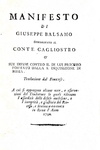 Conte di Cagliostro - Manifesto o sue difese contro il di lui processo - 1790 (edizione rarissima) Conte di Cagliostro - Manifesto o sue difese contro il di lui processo - 1790 (edizione rarissima)