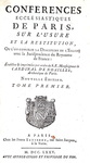 L'usura nel Settecento: Le Semelier - Conferences ecclesiastiques de Paris sur l'usure - Paris 1775 L'usura nel Settecento: Le Semelier - Conferences ecclesiastiques de Paris sur l'usure - Paris 1775