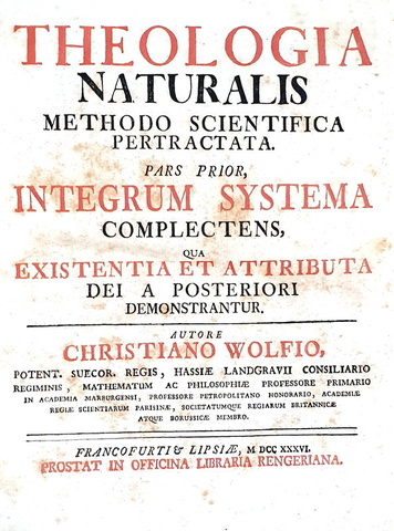 Christian Wolff - Theologia naturalis methodo scientifica pertractata - 1736 (prima edizione) Christian Wolff - Theologia naturalis methodo scientifica pertractata - 1736 (prima edizione)