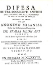 Controversie sulla storia bresciana: Beretta - In dissertationem Italiae medii Aevi censuarae - 1728 Controversie sulla storia bresciana: Beretta - In dissertationem Italiae medii Aevi censuarae - 1728