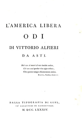 Vittorio Alfieri - L'America libera & La virt� sconosciuta - Kehl 1784/86 (rarissime prime edizioni) Vittorio Alfieri - L'America libera & La virt� sconosciuta - Kehl 1784/86 (rarissime prime edizioni)
