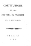 Costituzione della Repubblica Francese una e indivisibile - Venezia 1797 (rara traduzione italiana)