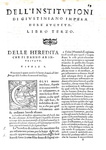 L'Institutioni imperiali del prencipe Giustiniano tradotte da Sansovino - 1552 (rara prima edizione)