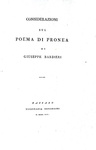 Napoleonica: Giuseppe Barbieri - Considerazioni sul poema di Pronea - Bassano, Remondini 1808 Napoleonica: Giuseppe Barbieri - Considerazioni sul poema di Pronea - Bassano, Remondini 1808