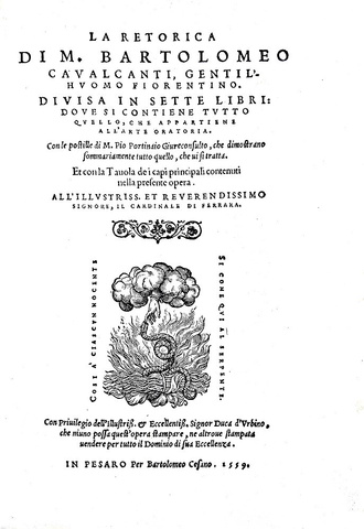 Bartolomeo Cavalcanti - La retorica, divisa in sette libri - Pesaro 1559 (rara terza edizione) Bartolomeo Cavalcanti - La retorica, divisa in sette libri - Pesaro 1559 (rara terza edizione)