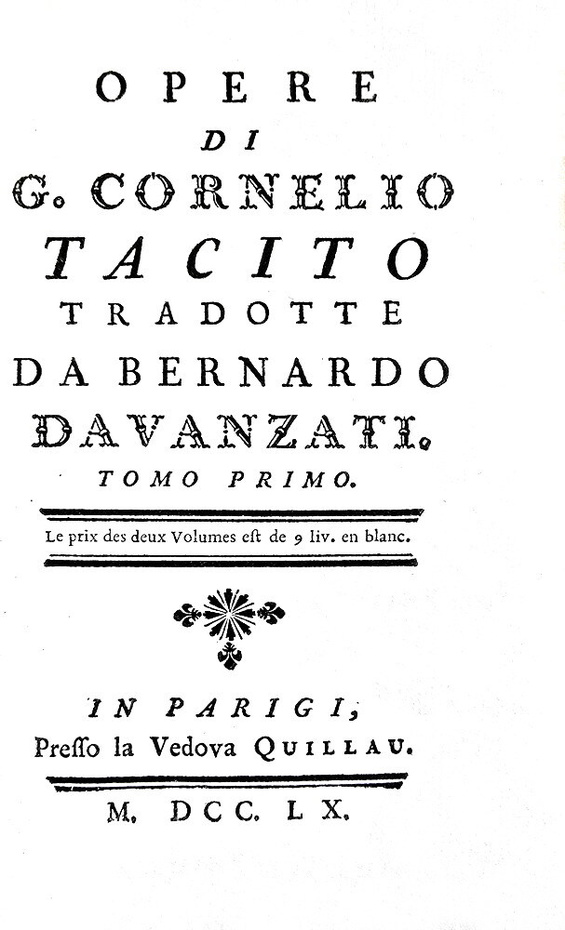 Tacito - Opere (Annali, Storie, Germania, Vita di Agricola) - Parigi 1760 (bella legatura coeva) Tacito - Opere (Annali, Storie, Germania, Vita di Agricola) - Parigi 1760 (bella legatura coeva)