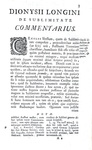 L'estetica nell'antichit� classica: Cassius Longinus - De sublimitate - 1733 (legatura alle armi)