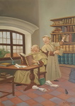 Harry Eliott (after) - Le clerg� dans la biblioth�que - 1950 ca. (olio su tavola) Harry Eliott (after) - Le clerg� dans la biblioth�que - 1950 ca. (olio su tavola)