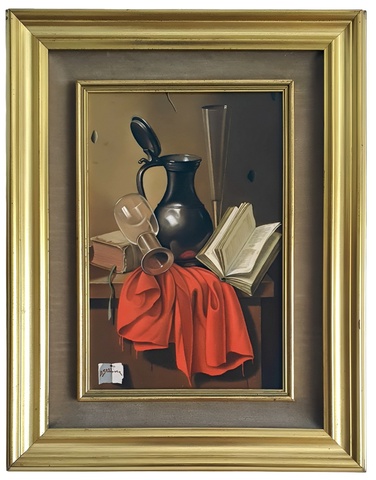 Bruno Stobbione - Peltro e cristalli - 1993 (olio su cartone telato - opera archiviata) Bruno Stobbione - Peltro e cristalli - 1993 (olio su cartone telato - opera archiviata)