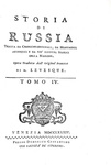 Levesque - Storia di Russia tratta da croniche originali - Venezia 1784 (prima edizione italiana)