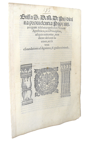 Bolla di Pio IV sulle prerogrative dei nunzi apostolici - Roma, Blado 1565 Bolla di Pio IV sulle prerogrative dei nunzi apostolici - Roma, Blado 1565