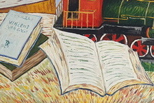 Michele De Stefano - Un treno di cultura - anni Duemila (olio su tavola - esposto e con autentica) Michele De Stefano - Un treno di cultura - anni Duemila (olio su tavola - esposto e con autentica)