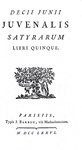 Le Satire di Aulo Persio Flacco e Decimo Giunio Giovenale: Sulpiciae Satyrarum - Paris, Barbou 1776 Le Satire di Aulo Persio Flacco e Decimo Giunio Giovenale: Sulpiciae Satyrarum - Paris, Barbou 1776
