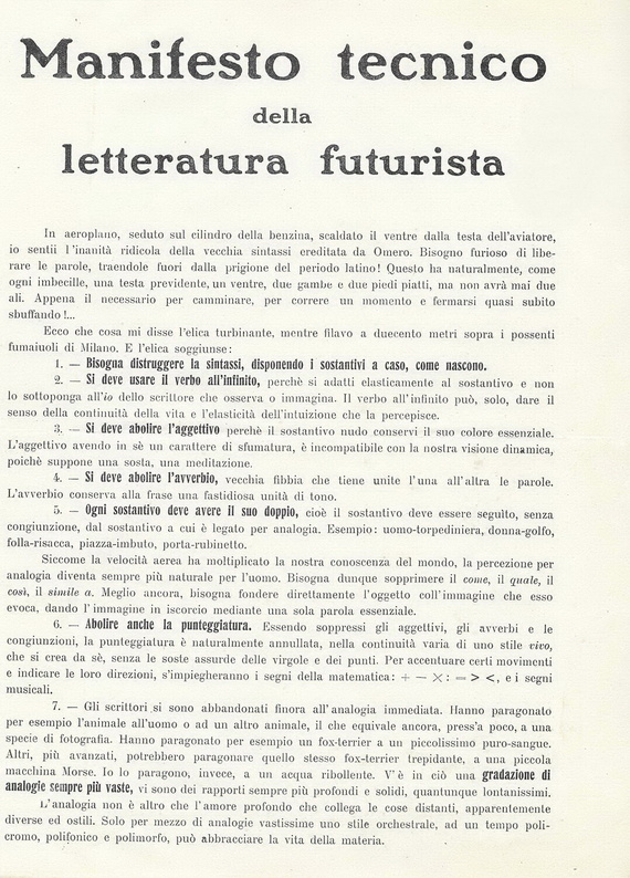 Marinetti - Manifesto tecnico della letteratura futurista - Milano 1912 (ricercata prima edizione) Marinetti - Manifesto tecnico della letteratura futurista - Milano 1912 (ricercata prima edizione)