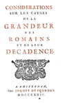 Montesquieu - Consid�rations sur les causes de la grandeur des Romains - 1734 (rara prima edizione) Montesquieu - Consid�rations sur les causes de la grandeur des Romains - 1734 (rara prima edizione)
