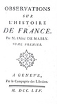 Mably - Observations sur l'histoire de France - A Geneve 1765 Mably - Observations sur l'histoire de France - A Geneve 1765