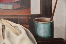 Luigi Pivi - Studio d'artista, un bibliodipinto nel dipinto - 1970 circa (olio su tela) Luigi Pivi - Studio d'artista, un bibliodipinto nel dipinto - 1970 circa (olio su tela)