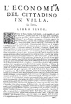 Agricoltura, enologia e gastronomia nel Seicento: Tanara - L'economia del cittadino in villa - 1761 Agricoltura, enologia e gastronomia nel Seicento: Tanara - L'economia del cittadino in villa - 1761