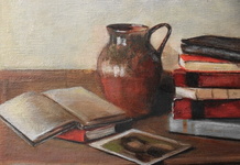 Luigi Pivi - Studio d'artista, un bibliodipinto nel dipinto - 1970 circa (olio su tela) Luigi Pivi - Studio d'artista, un bibliodipinto nel dipinto - 1970 circa (olio su tela)