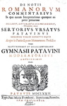 Trattato sulla lingua latina: Orsato - De notis romanorum commentarius - 1672 (rara prima edizione)