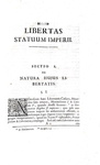Sulla libert� dell'Impero: Nicolaus Christoph Linker - Libertas statuum Imperii - Jena 1711 Sulla libert� dell'Impero: Nicolaus Christoph Linker - Libertas statuum Imperii - Jena 1711