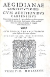 Le celebri 'Costituzioni egidiane': Egidio Albornoz - Aegidianae constitutiones - Venetiis 1588