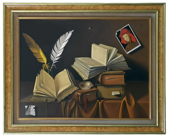 Realismo magico: Bruno Stobbione - Omaggio a van Eyck - 1988 (olio su tela - archiviato) Realismo magico: Bruno Stobbione - Omaggio a van Eyck - 1988 (olio su tela - archiviato)
