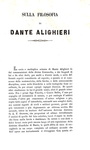Giuseppe Frapporti - Sulla filosofia di Dante Alighieri -  Vicenza 1855 (prima edizione)