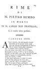 Pietro Bembo - Rime corrette, illustrate e accresciute - Bergamo, Pietro Lancellotti, 1745