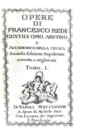 Le scienze nel Seicento: Francesco Redi - Opere - Napoli 1778 (con 34 belle tavole incise in rame) Le scienze nel Seicento: Francesco Redi - Opere - Napoli 1778 (con 34 belle tavole incise in rame)