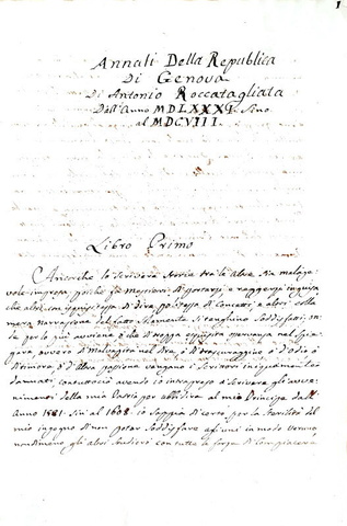 Antonio Roccatagliata - Annali della Repubblica di Genova - manoscritto prima met� del Settecento Antonio Roccatagliata - Annali della Repubblica di Genova - manoscritto prima met� del Settecento
