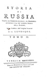 Levesque - Storia di Russia tratta da croniche originali - Venezia 1784 (prima edizione italiana)