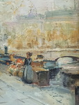 Carlo Brancaccio - Il lungo Senna a Parigi e le sue edicole - ca. 1895/1900 (olio su tavola lignea) Carlo Brancaccio - Il lungo Senna a Parigi e le sue edicole - ca. 1895/1900 (olio su tavola lignea)