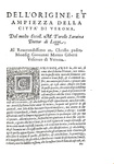 Saraina - Le historie e fatti de' Veronesi - Dell'origine et ampiezza della citt� di Verona - 1586