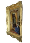 Franz Russ il Giovane - Dame mit buch - 1871 (olio su tela - splendida cornice di met� Ottocento)