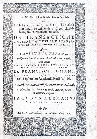 Miscellanea di dieci rarissime opere giuridiche edite in Germania tra il 1598 e il 1602 Miscellanea di dieci rarissime opere giuridiche edite in Germania tra il 1598 e il 1602
