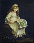 Charles Edward Halle - Nel paese delle fate. Bambina in biblioteca - 1900/30 ca. (olio su tavola) Charles Edward Halle - Nel paese delle fate. Bambina in biblioteca - 1900/30 ca. (olio su tavola)