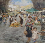 Vincenzo Irolli - Mercato a Napoli - inizi del XX secolo (olio su tavola lignea) Vincenzo Irolli - Mercato a Napoli - inizi del XX secolo (olio su tavola lignea)