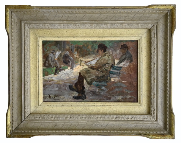 Erma Zago - Ultime notizie - primo quarto del XX secolo (olio su tavoletta in cartone pressato) Erma Zago - Ultime notizie - primo quarto del XX secolo (olio su tavoletta in cartone pressato)