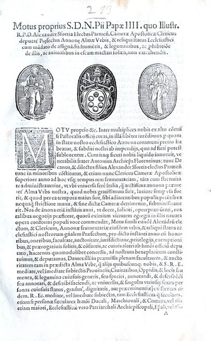 Moto proprio Pio IV che disciplina il piccolo commercio a Roma - Blado 1562 Moto proprio Pio IV che disciplina il piccolo commercio a Roma - Blado 1562